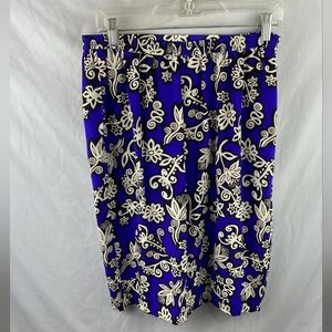 DvF Floral Blue and White Silk Women's Skirt Size Medium